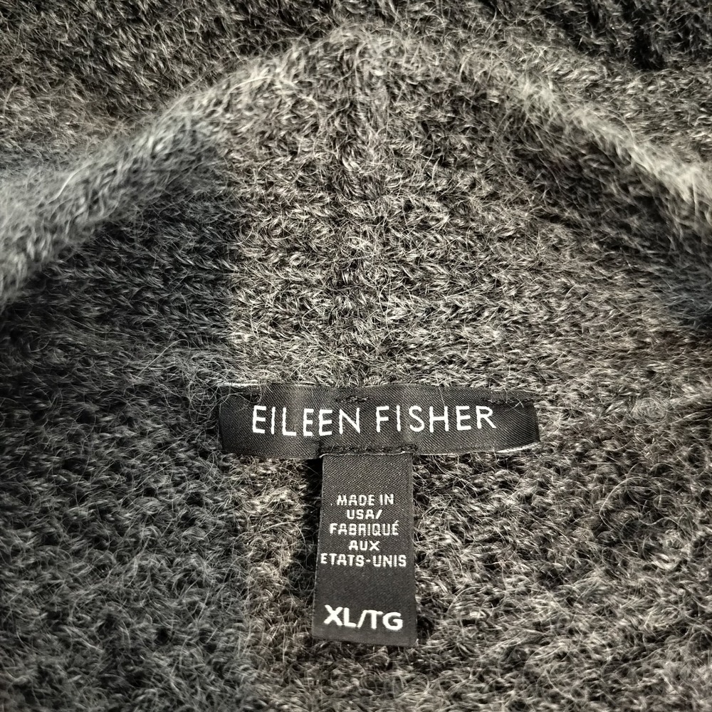 Eileen Fisher Wool Mohair Cardigan Sweater Size XL Cable Knit Open Front Minimal - Picture 11 of 12